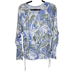 Hurley Womens XXL Rash Guard Pretty Marble Swirl UPF 50+ Side Cinch Top Swim Sun